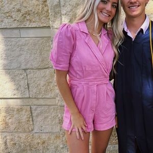 Dry + Moon Pink Denim Romper
